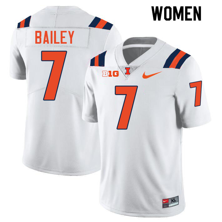 Women #7 Matthew Bailey Illinois Fighting Illini College Football Jerseys Stitched-White